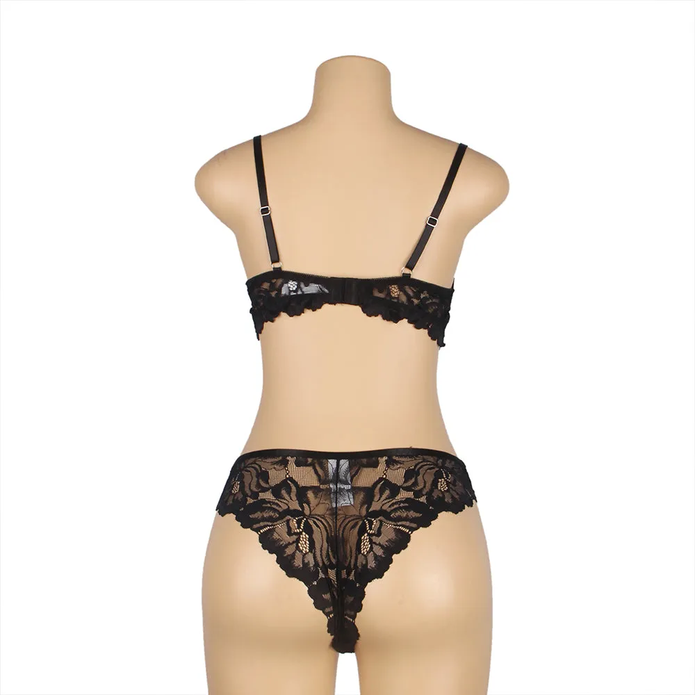 Egypt Floral Lace Adjustable Strap Underwire Bra Set