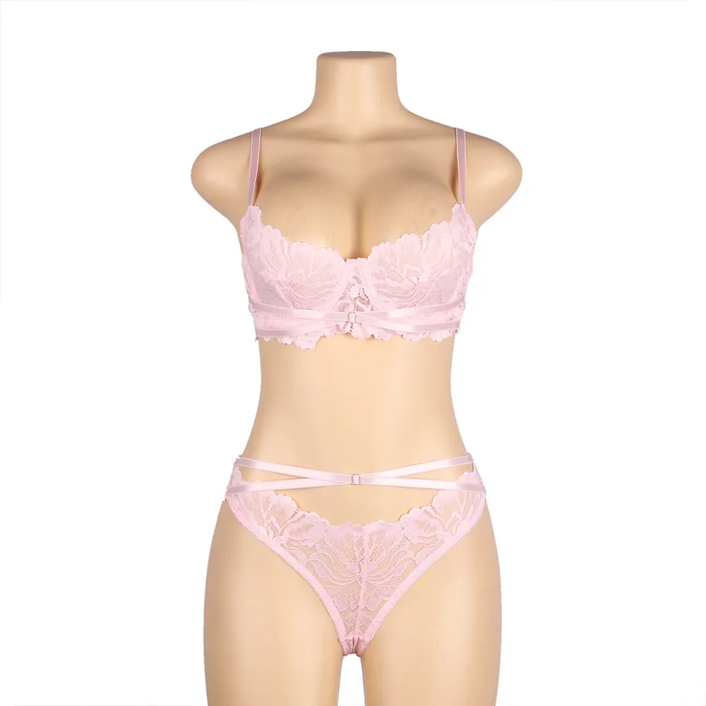 Egypt Floral Lace Adjustable Strap Underwire Bra Set