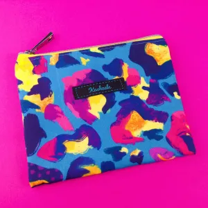 Electric Leopard Small Clutch, Small makeup bag. Kasey Rainbow Design.