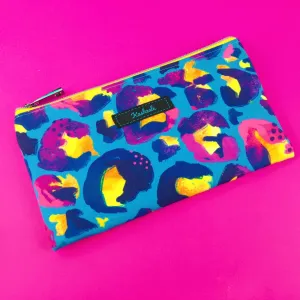 Electric Leopard Zipper Pouch, Travel Pouch.  Kasey Rainbow Design.