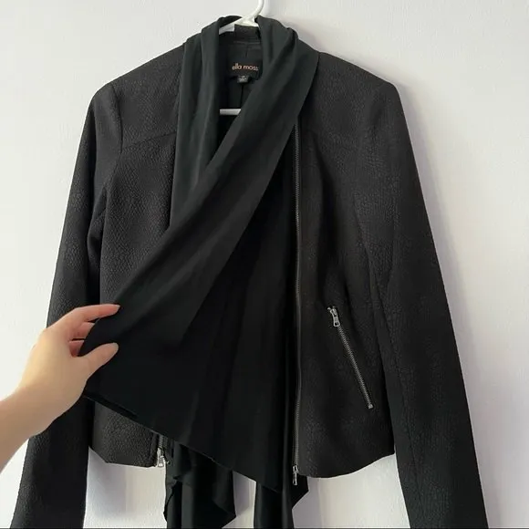 Ella Moss Black Serena Drape Front Jacket XS