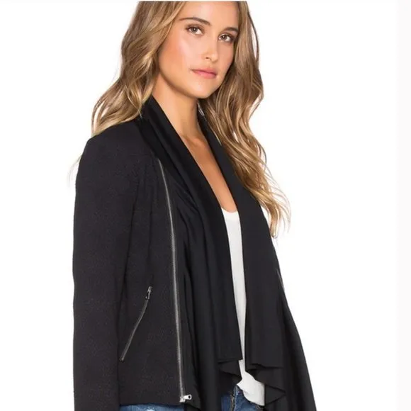 Ella Moss Black Serena Drape Front Jacket XS