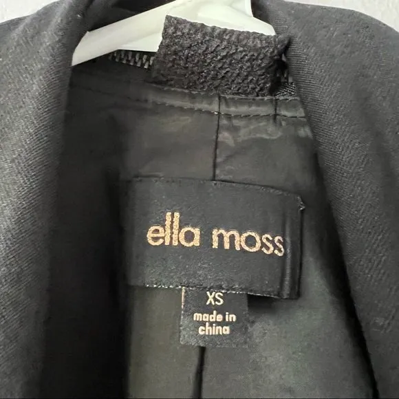 Ella Moss Black Serena Drape Front Jacket XS