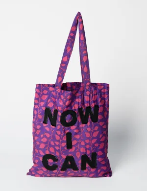 EMBROIDERED NOW I CAN SARI SHOPPER BAG