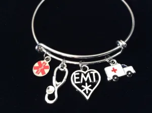 EMT Expandable Charm Bracelet Adjustable Bracelet One Size Fits All Gift for Paramedic EMT Stethoscope Ambulance