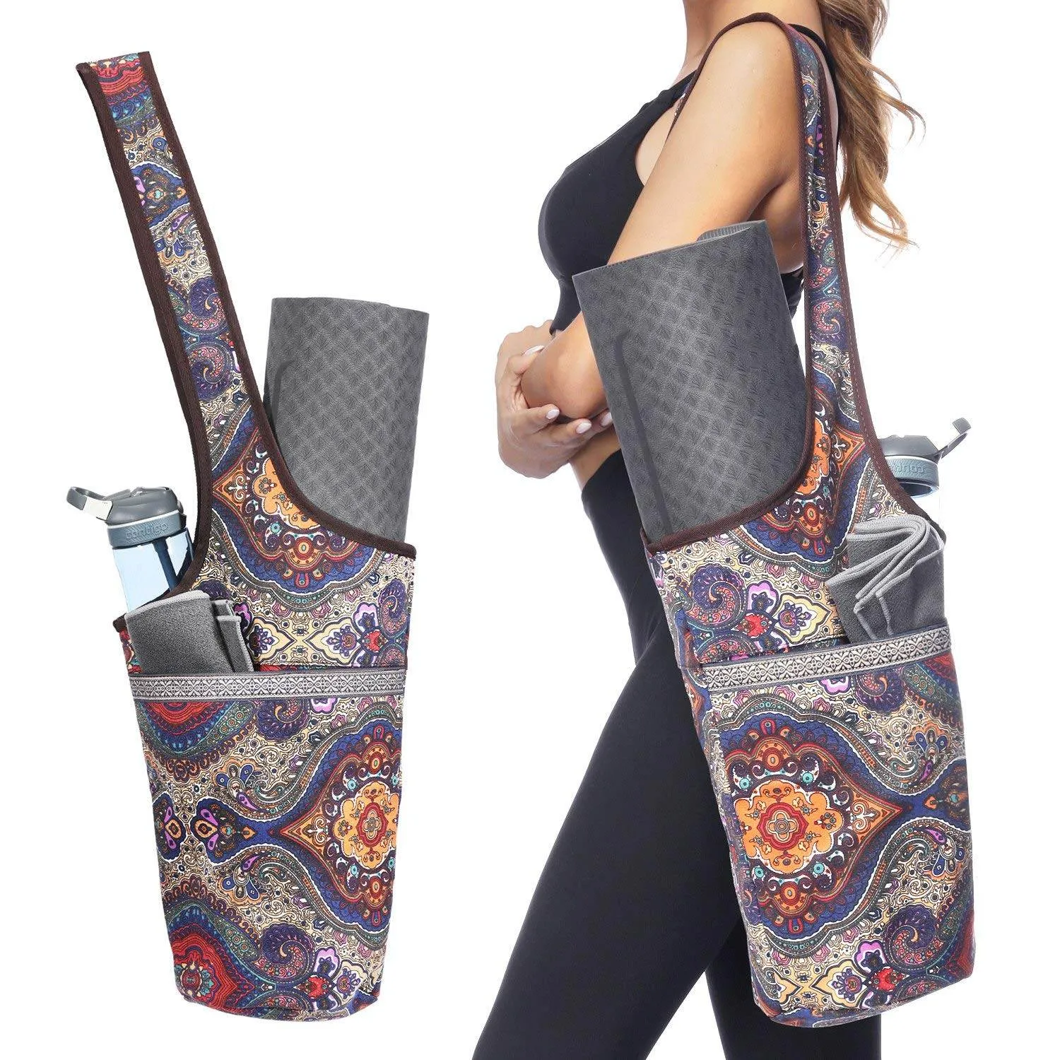 Ewedoos Yoga Mat Bag Yoga Bags with Large Size Pocket and Zipper Pocket, Fit Most Size Mats
