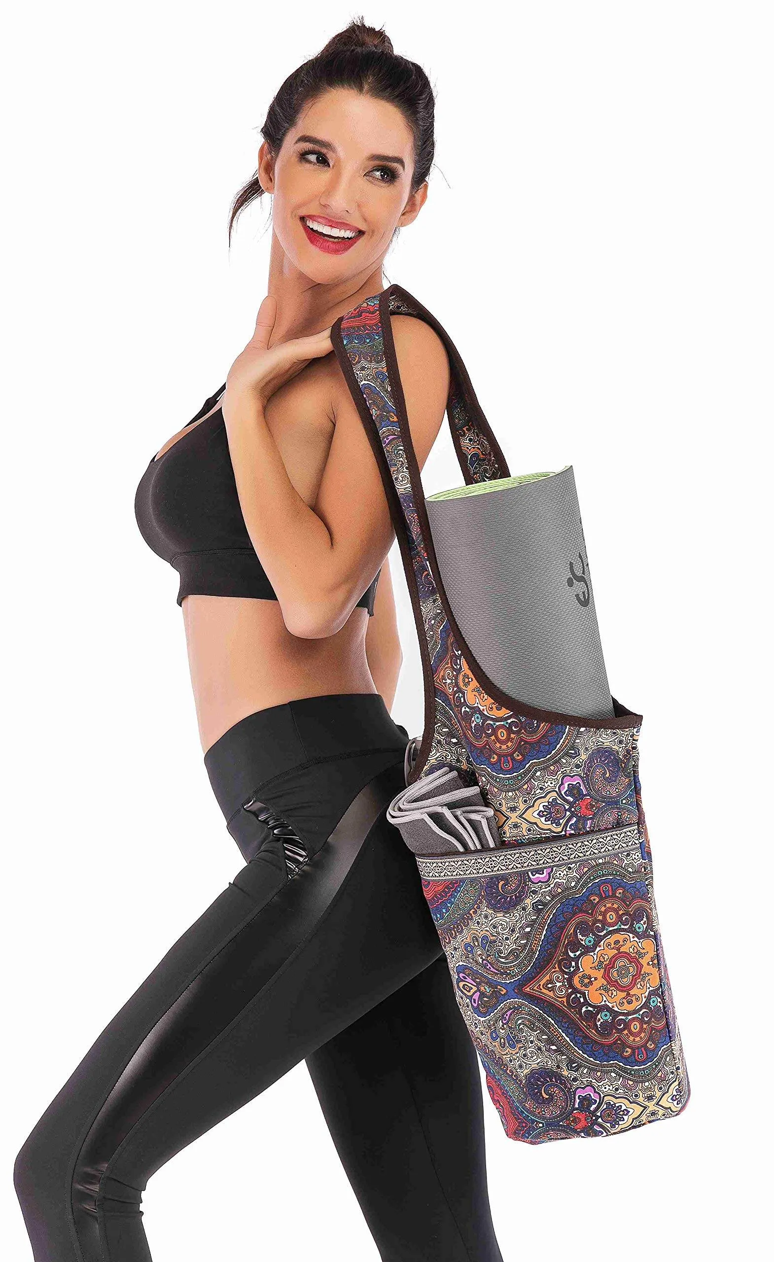 Ewedoos Yoga Mat Bag Yoga Bags with Large Size Pocket and Zipper Pocket, Fit Most Size Mats