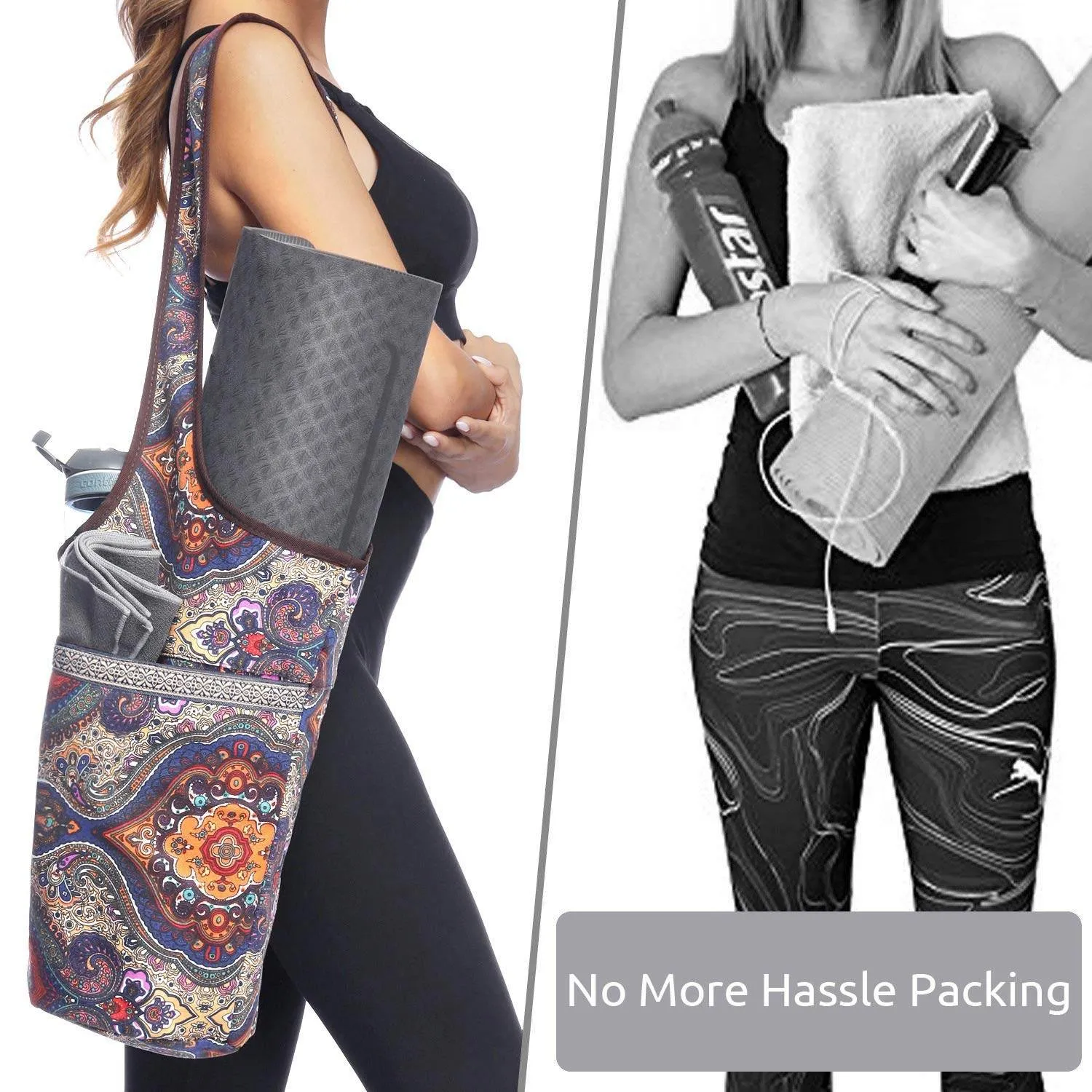 Ewedoos Yoga Mat Bag Yoga Bags with Large Size Pocket and Zipper Pocket, Fit Most Size Mats