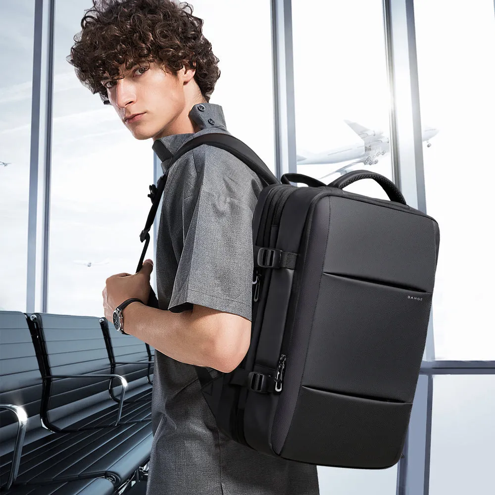 Expandable Backpack Large Capacity Black Travel Bag
