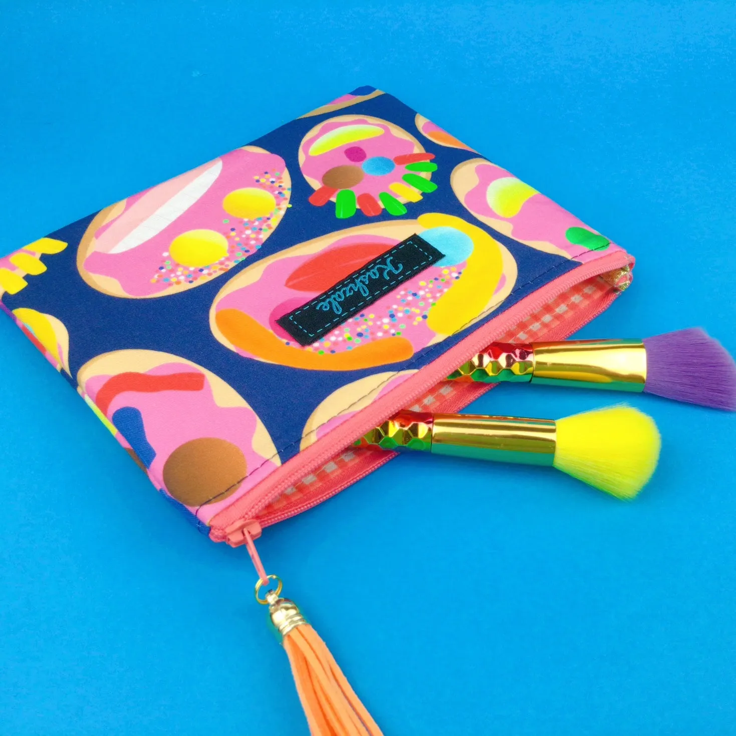 Face Bikkies Clutch, Small makeup bag. Kasey Rainbow Design.