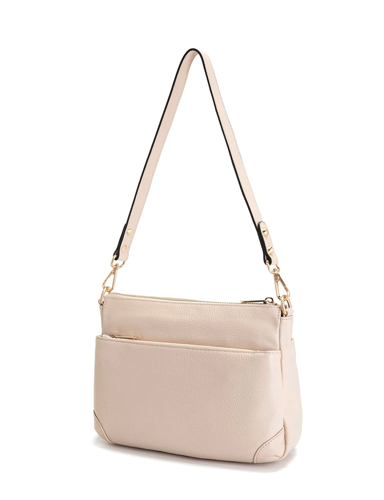 FAITH LEATHER CROSS BODY BAG- E1-0749-IVORY