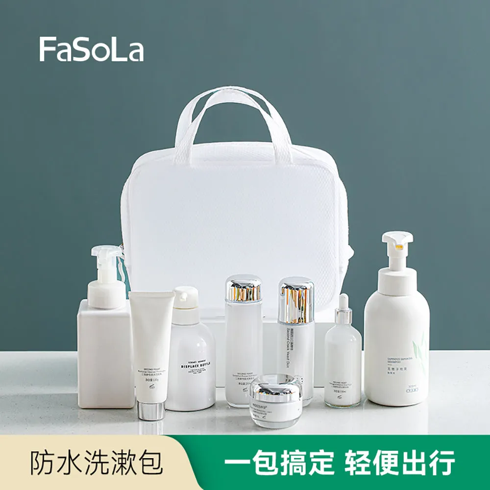 FaSoLa Waterproof Toiletry Bag - White, Large