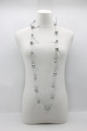 Faux Pearls on Leatherette Chain Necklace