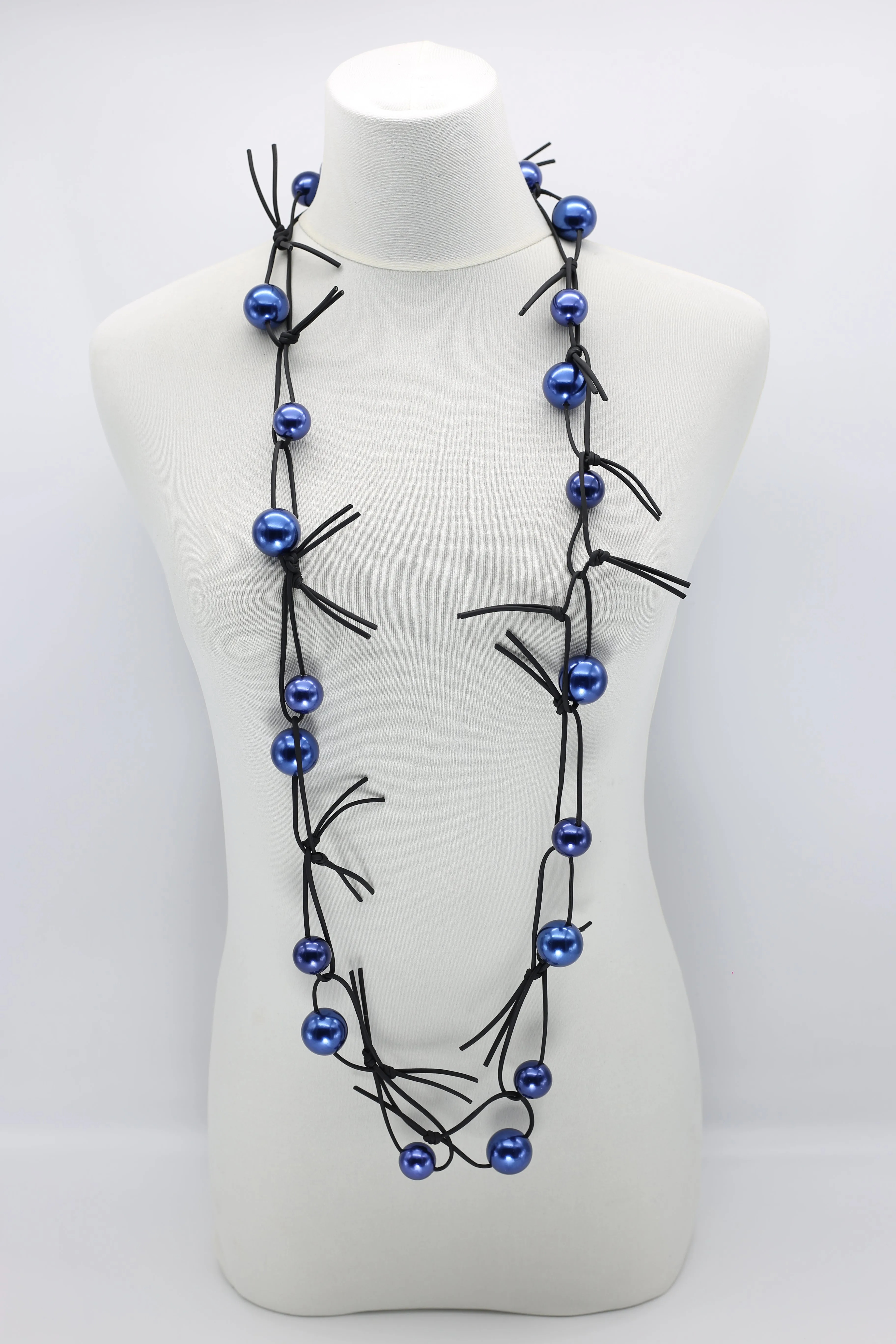 Faux Pearls on Leatherette Chain Necklace