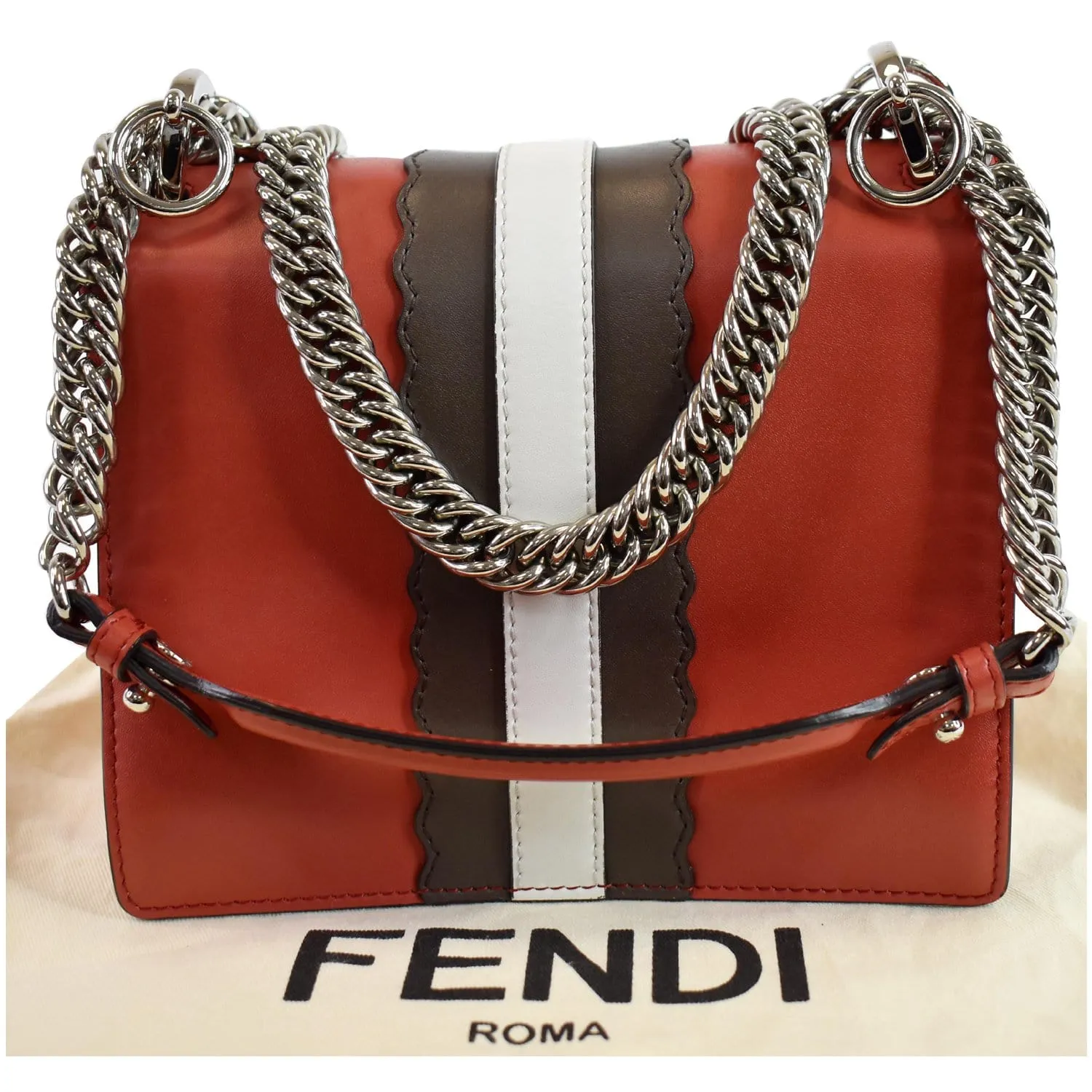 FENDI Mini Kan I Eyes Faces Leather Shoulder Bag Red