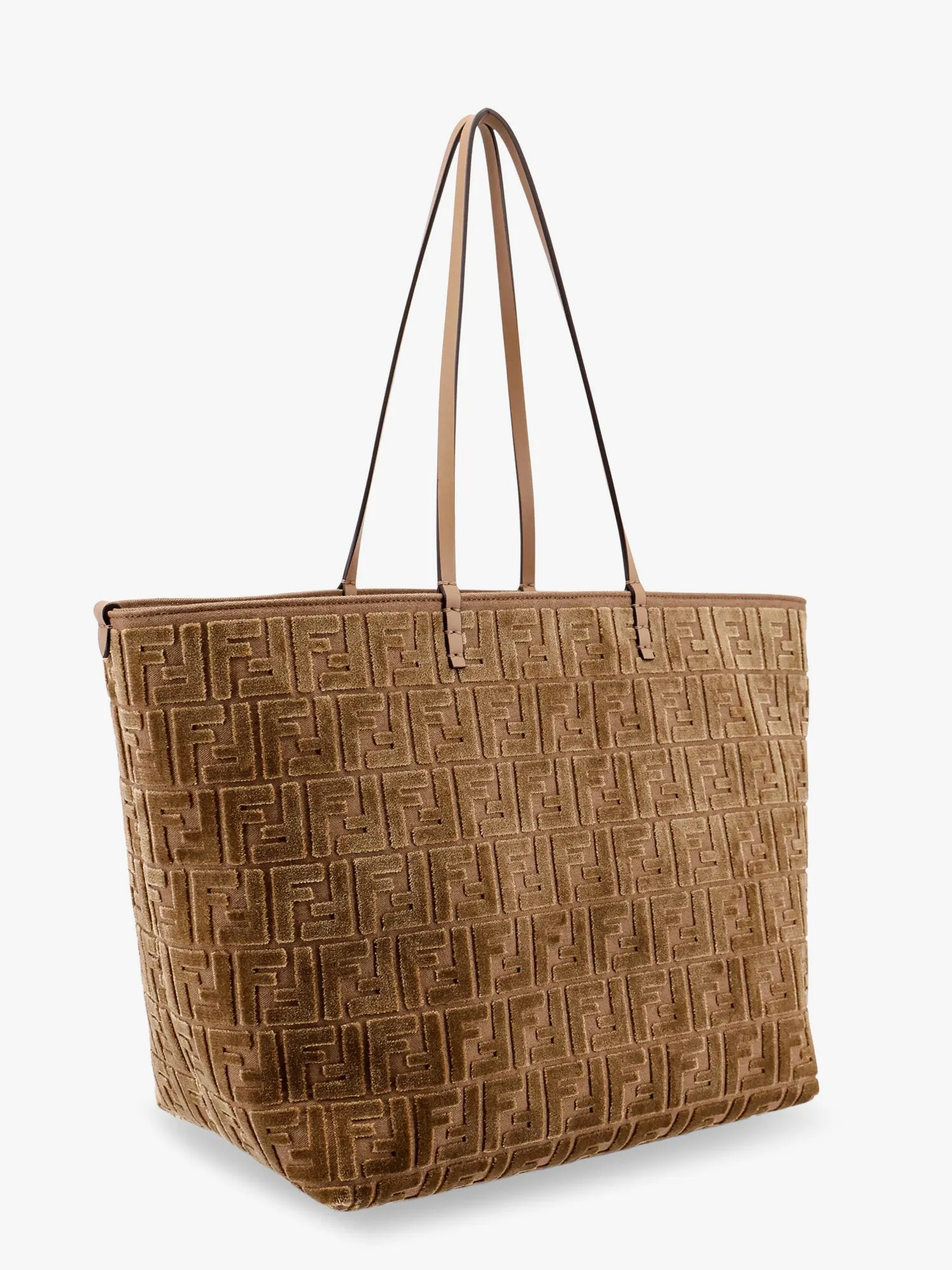 Fendi Roll Large Ff Jacquard Velvet Shopping Bag