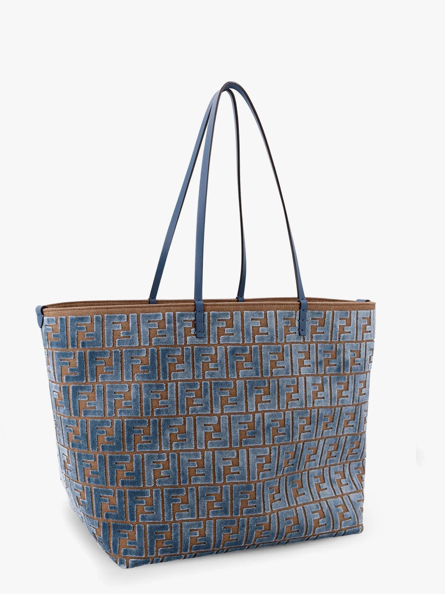 Fendi Roll Large Ff Jacquard Velvet Shopping Bag