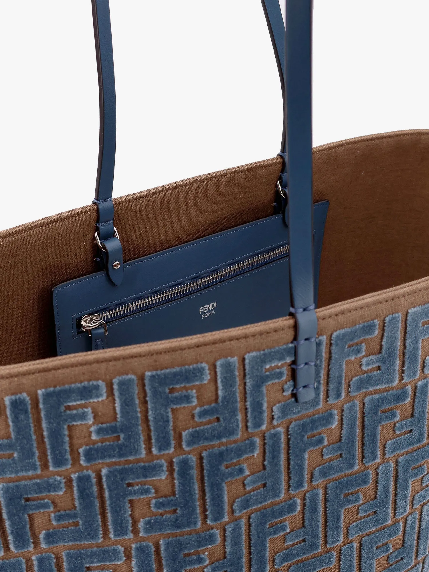 Fendi Roll Large Ff Jacquard Velvet Shopping Bag
