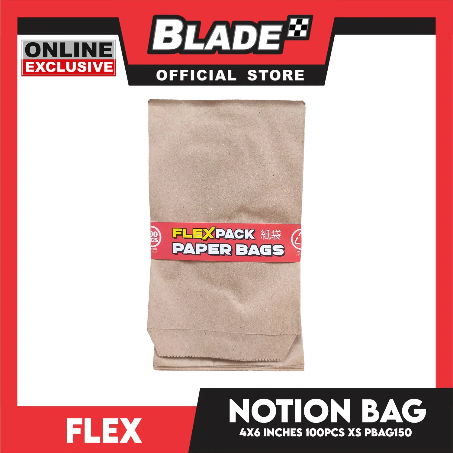 Flex Notion Bag Flat Bottom 100pcs XS 4x6 inches PBAG150 Kraft Paper Bag