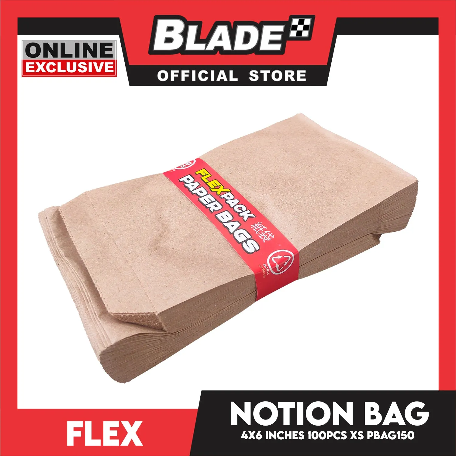 Flex Notion Bag Flat Bottom 100pcs XS 4x6 inches PBAG150 Kraft Paper Bag