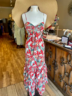 Floral Strap Shoulder Tie Long Dress FINAL SALE