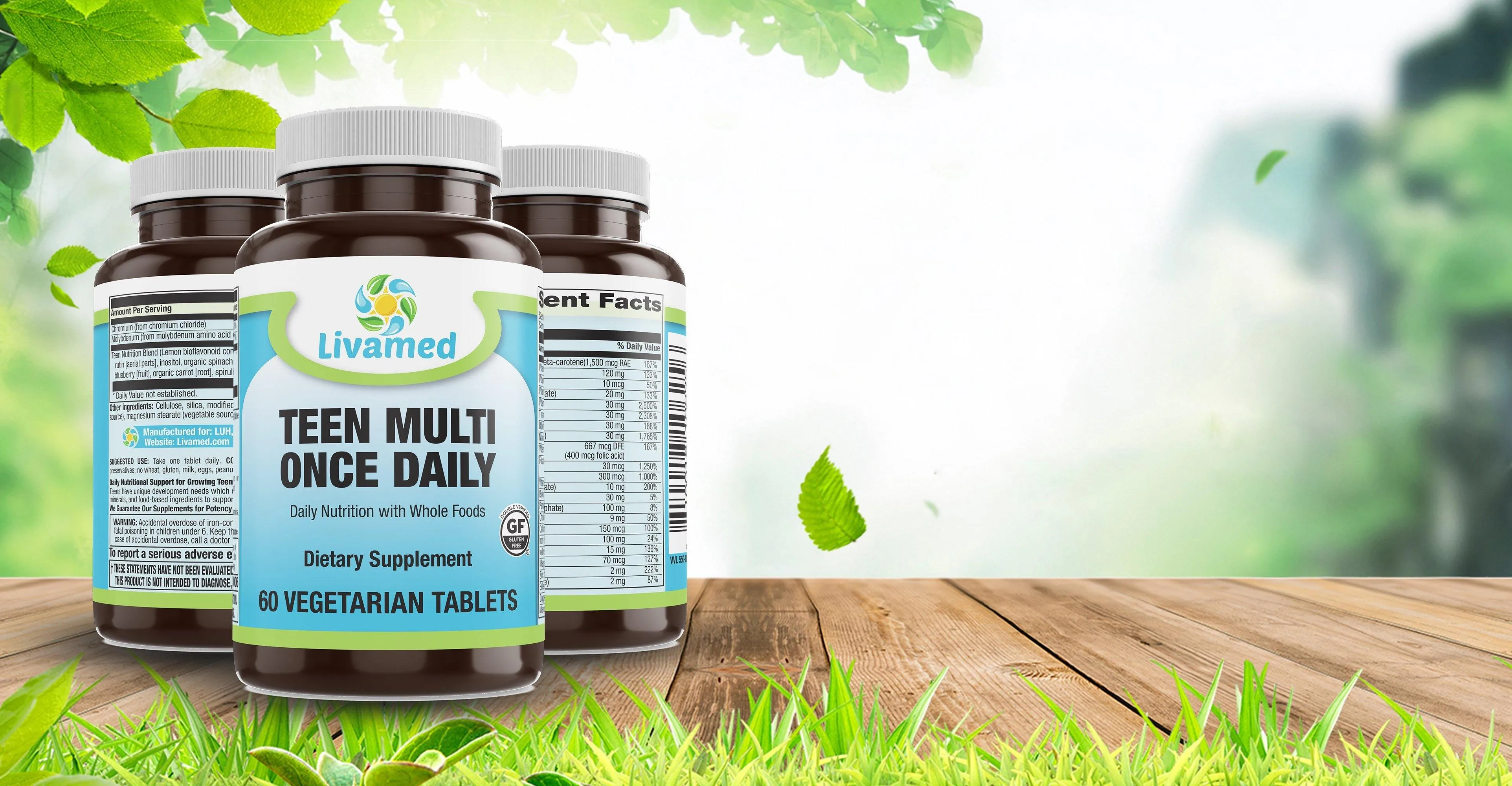Food Rich Teen Multivitamin Once Daily Veg Tabs 60 Count