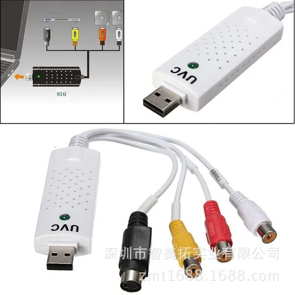 Free Drive USB Video Capture Card Support for WIN7 / 8/10 Linux for Mac white