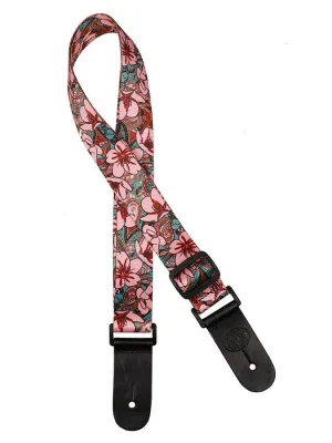 Gaucho (GSTU-80-PK) Ukulele Strap - Pink Flowers