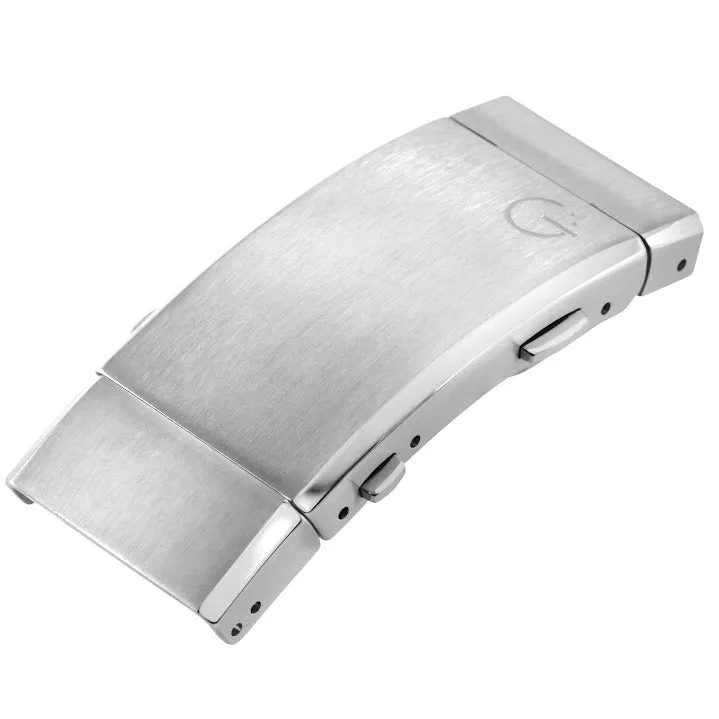 Gevril Hudson Yards 19mm Brushed Stainless Steel Expandable Fold Over Clasp With Push Button