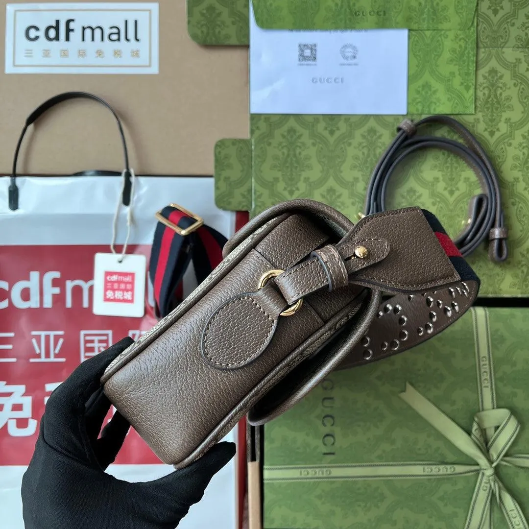 gg Ophidia gg Small Shoulder Bag Beige And Brown For Women, Women&#8217;s Bags 9.1in/23cm gg