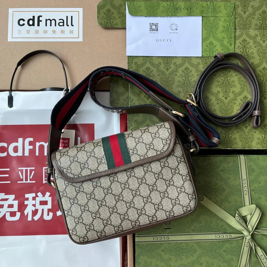 gg Ophidia gg Small Shoulder Bag Beige And Brown For Women, Women&#8217;s Bags 9.1in/23cm gg