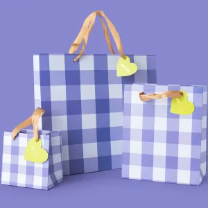 Gift Bags - Blue Gingham - Assorted Sizes to Choose From