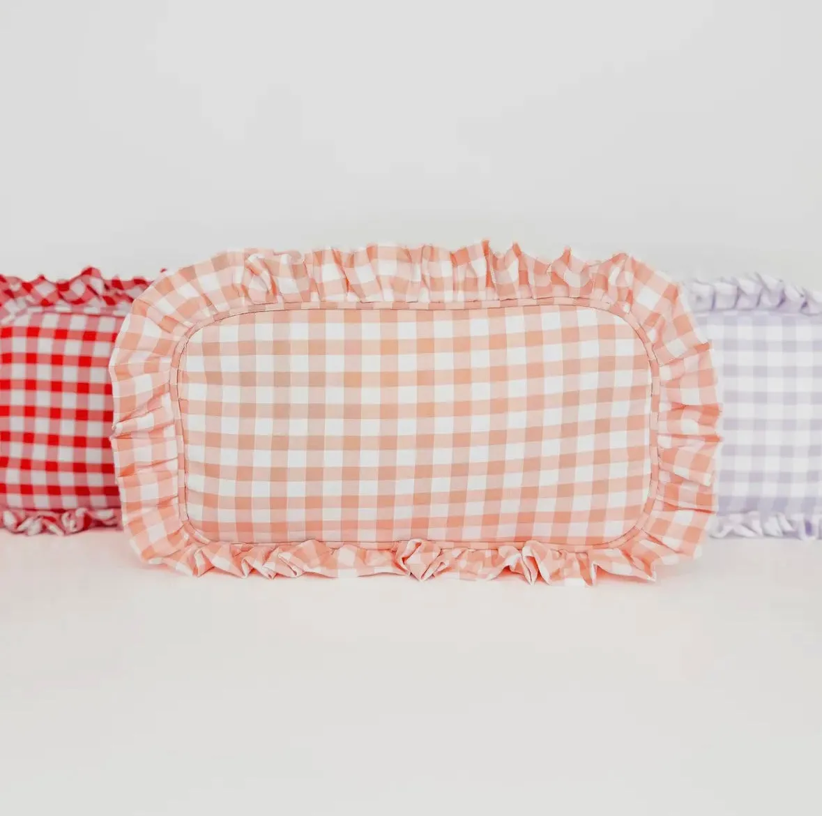 Gingham Frilly Makeup Bags
