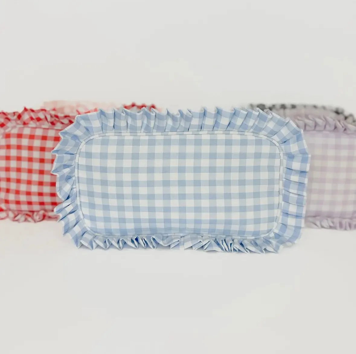 Gingham Frilly Makeup Bags