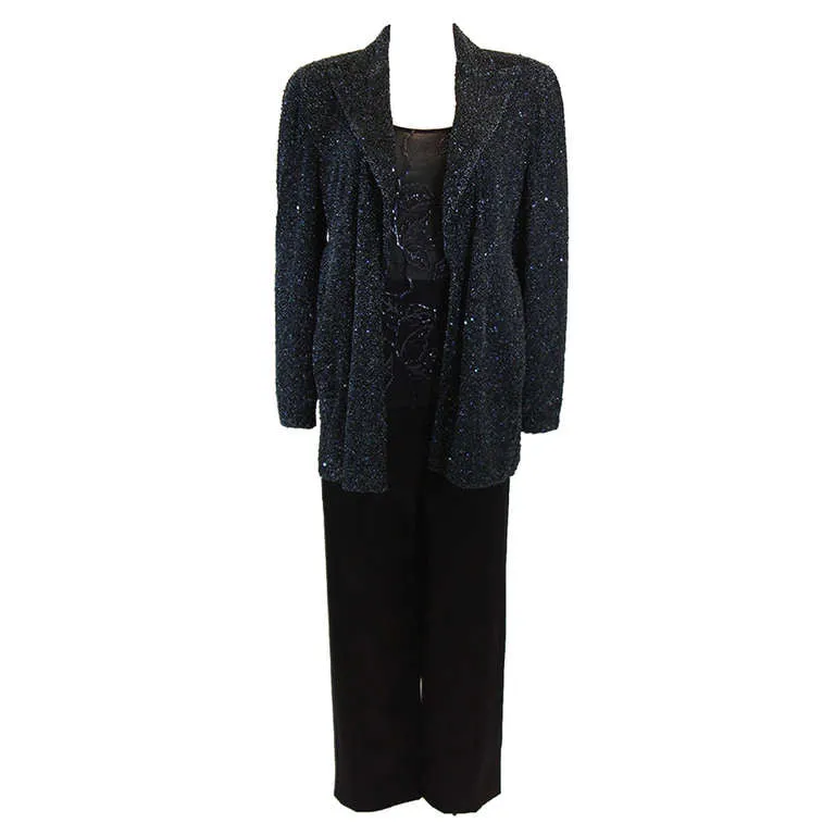 GIORGIO ARMANI Beaded Navy Evening Suit 3 pc Size 46