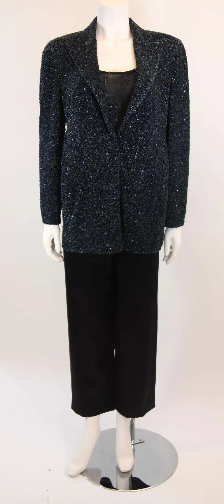 GIORGIO ARMANI Beaded Navy Evening Suit 3 pc Size 46