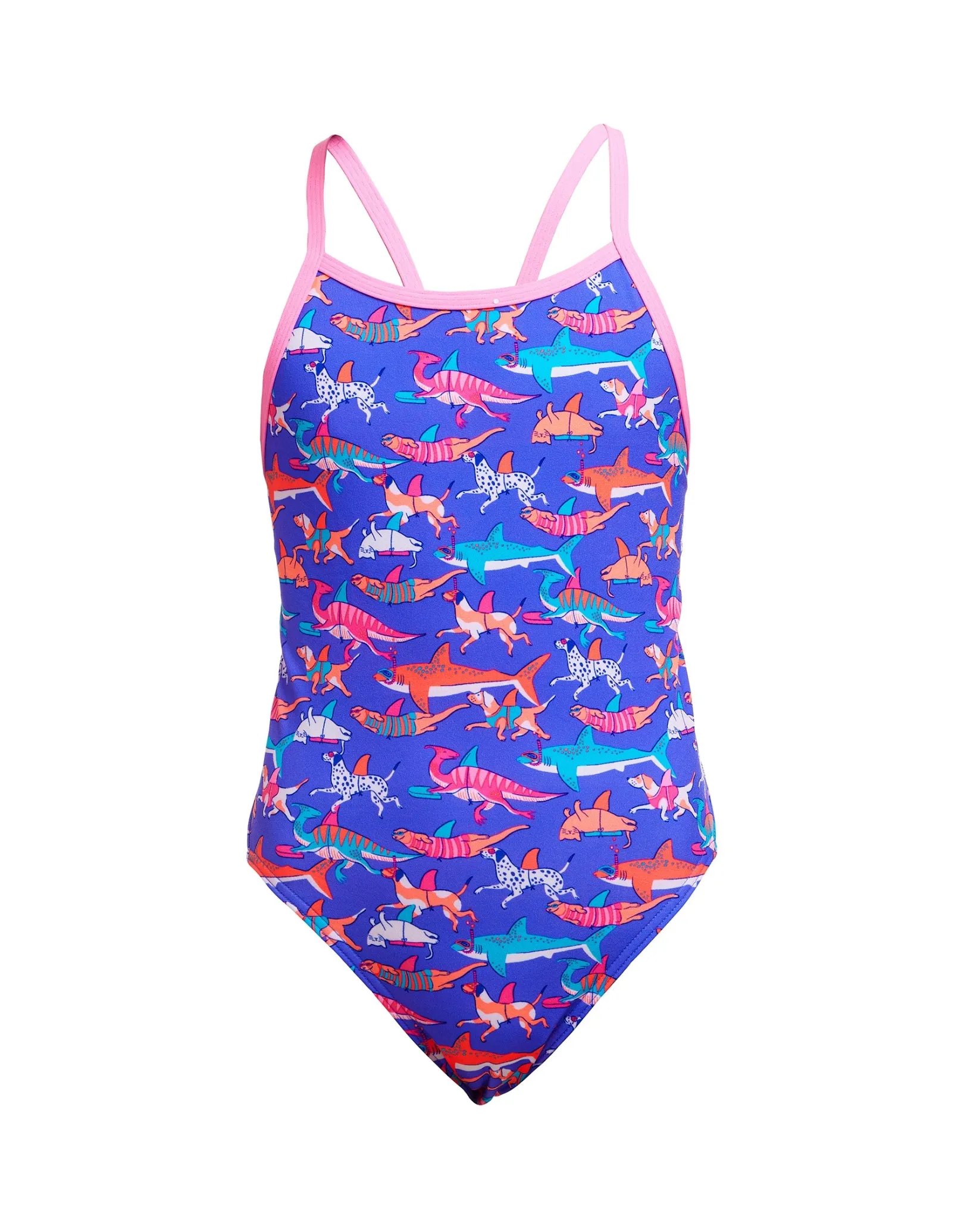 Girls Doggie Paddle Single Strap Swimsuit - Purple/Multi