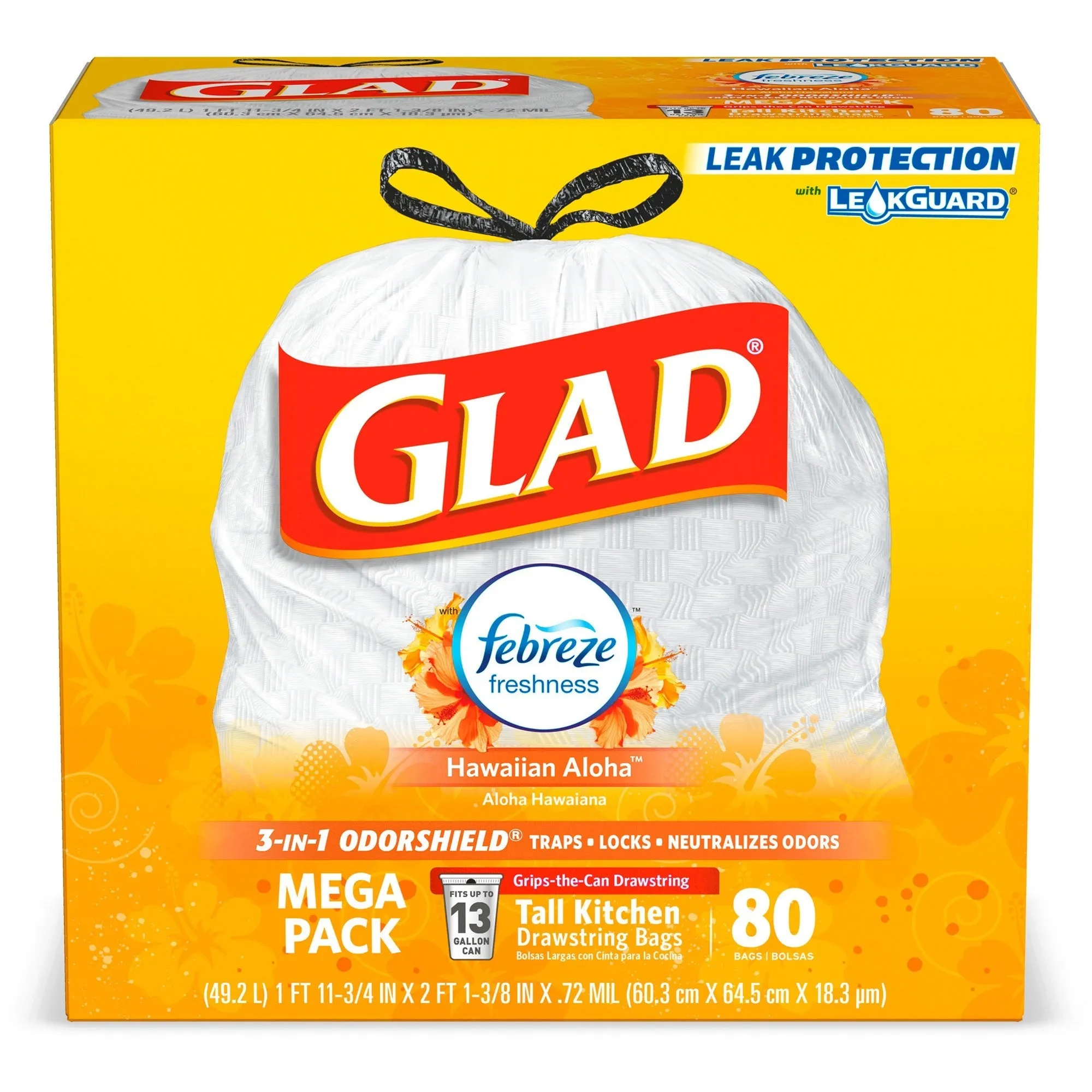 Glad OdorShield Tall Kitchen Drawstring Trash Bags