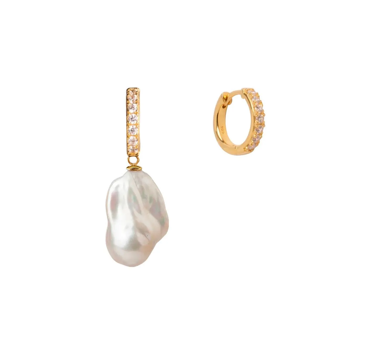 Gold CZ & Pearl Huggies