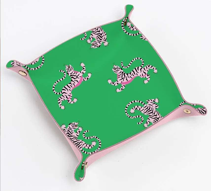 Green & Pink Tiger | Leatherette Pouch