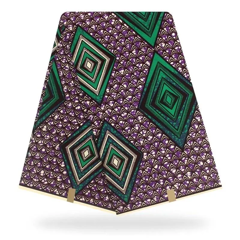Green Pyramid Cotton Design Zulu African Tribal Printed Cotton Wrapper Fabric