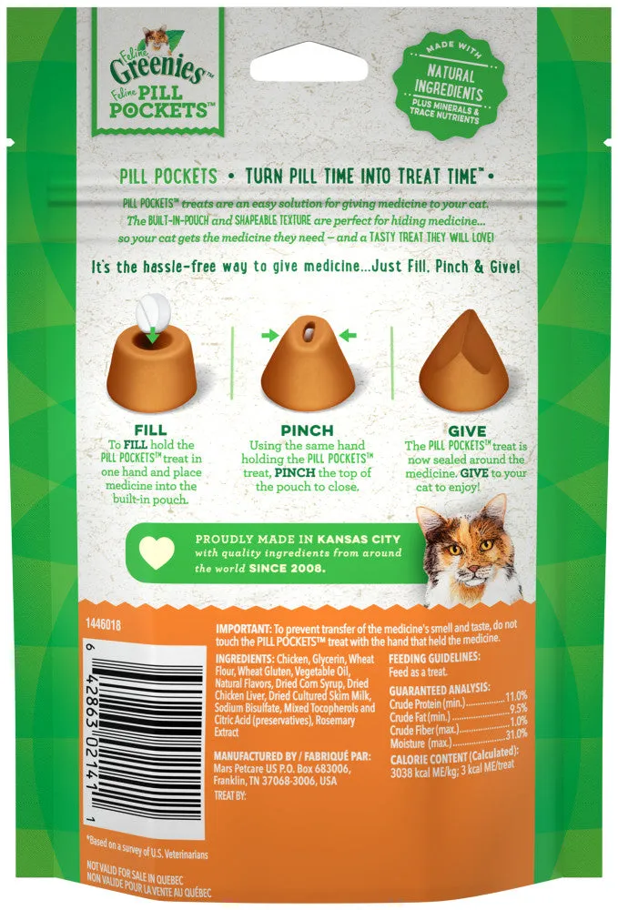 Greenies Feline Chicken Flavor Pill Pockets Cat Treats