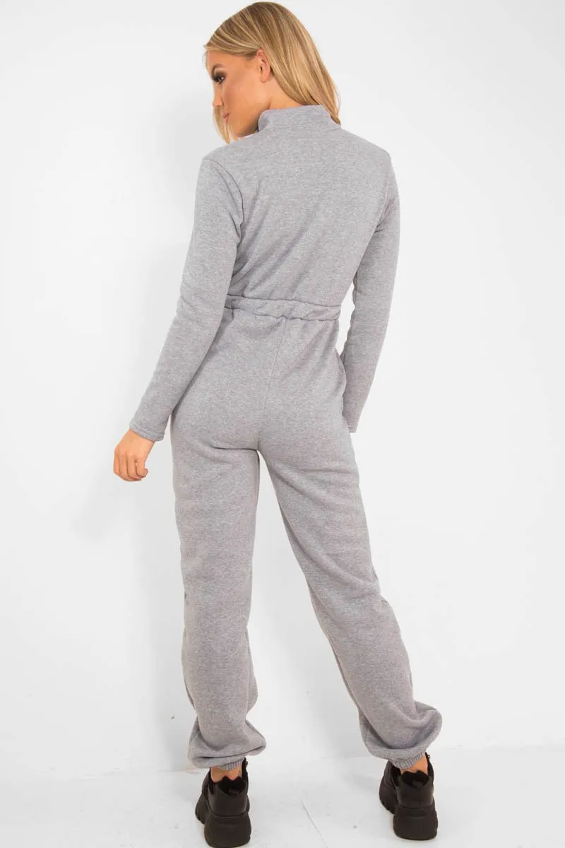 Grey Sweat Drawstring Waist Jumpsuit - Darrah