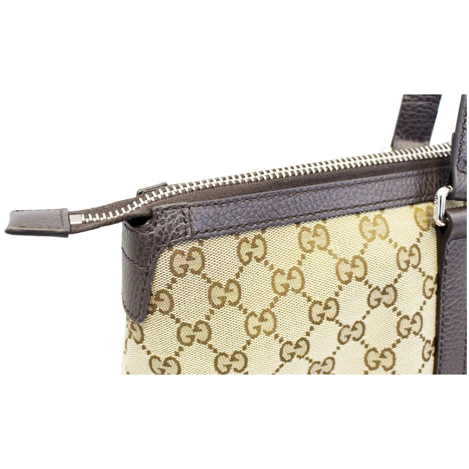 GUCCI GG Canvas Tote Travel Bag Beige