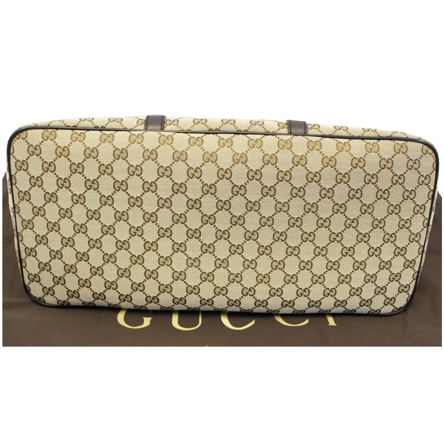 GUCCI GG Canvas Tote Travel Bag Beige