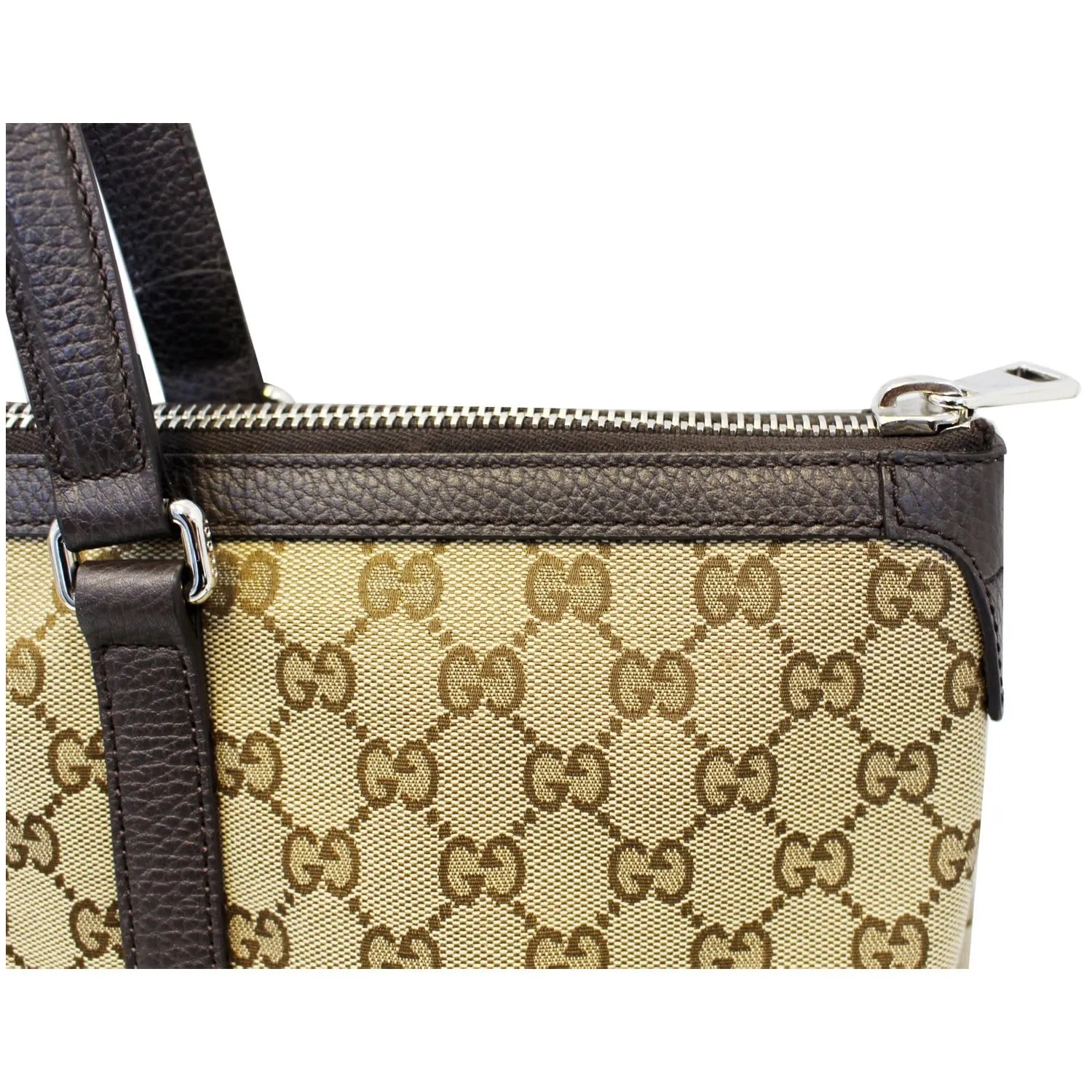 GUCCI GG Canvas Tote Travel Bag Beige