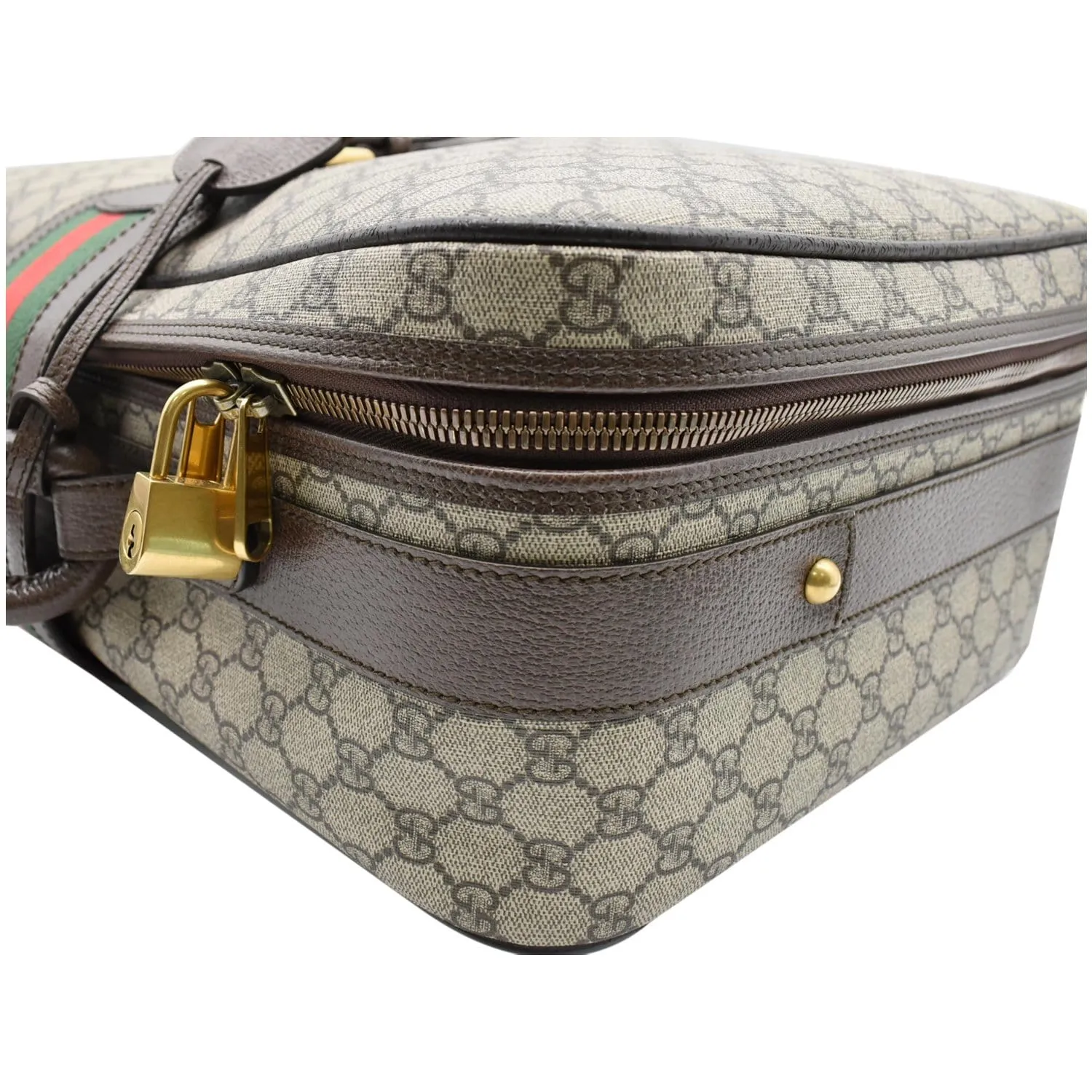 GUCCI Web GG Supreme Suitcase Travel Bag Beige 424501 - 25% OFF