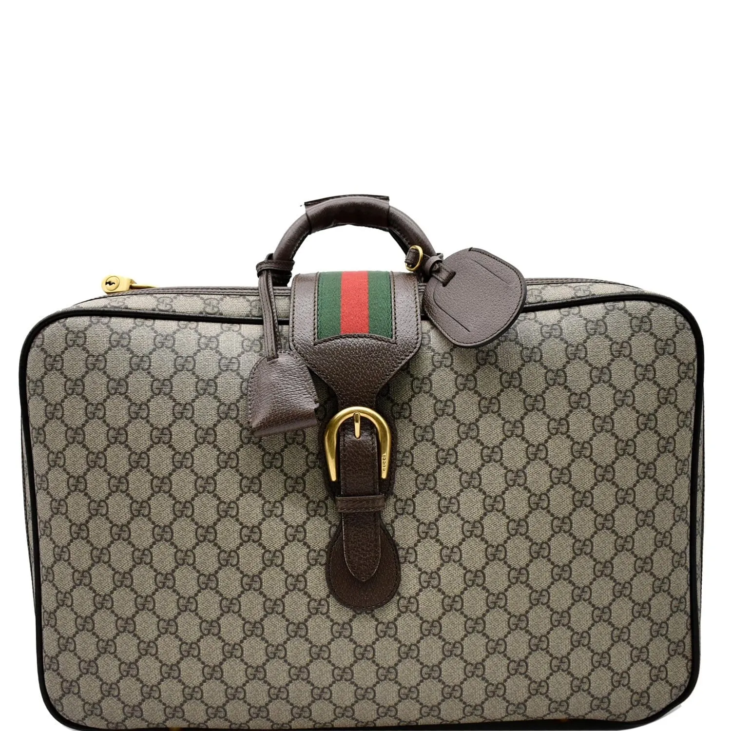 GUCCI Web GG Supreme Suitcase Travel Bag Beige 424501 - 25% OFF
