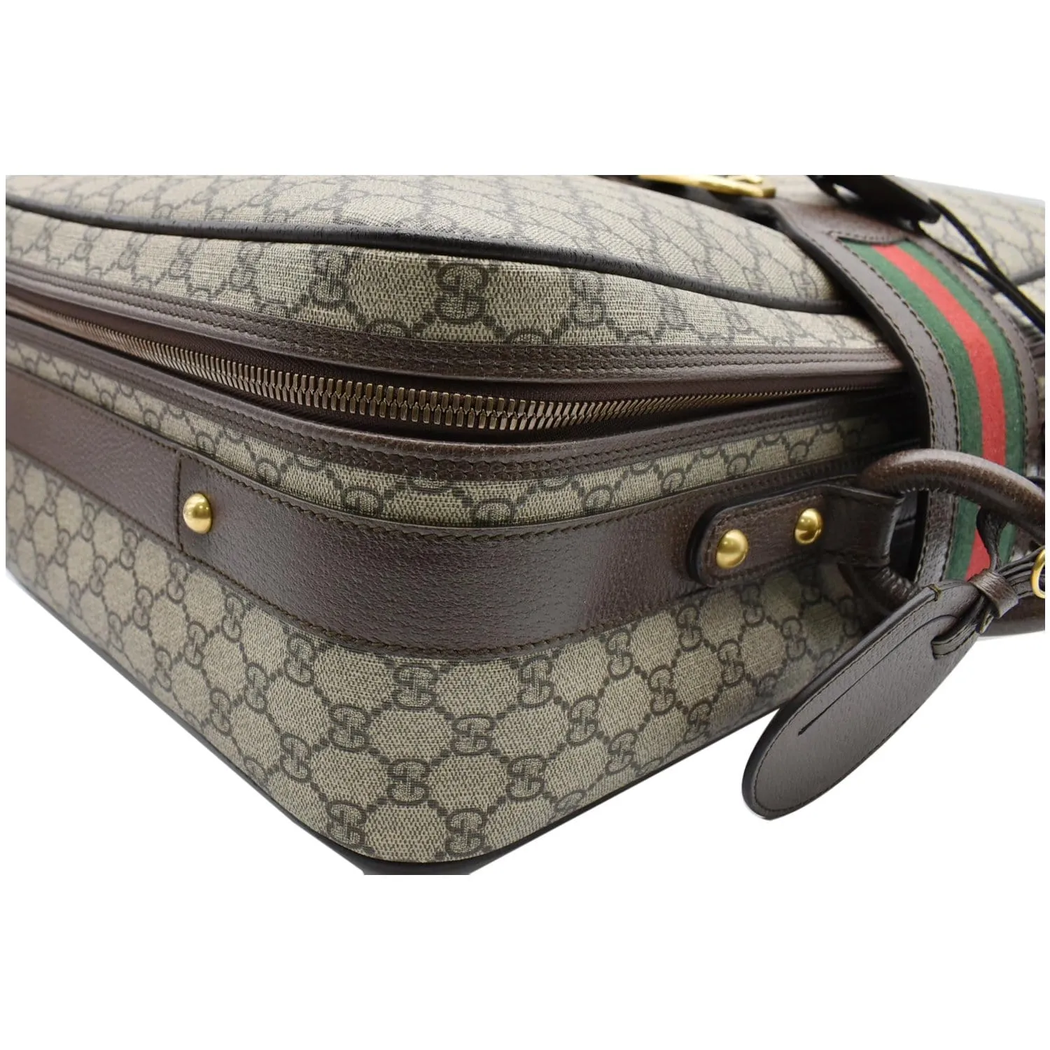 GUCCI Web GG Supreme Suitcase Travel Bag Beige 424501 - 25% OFF