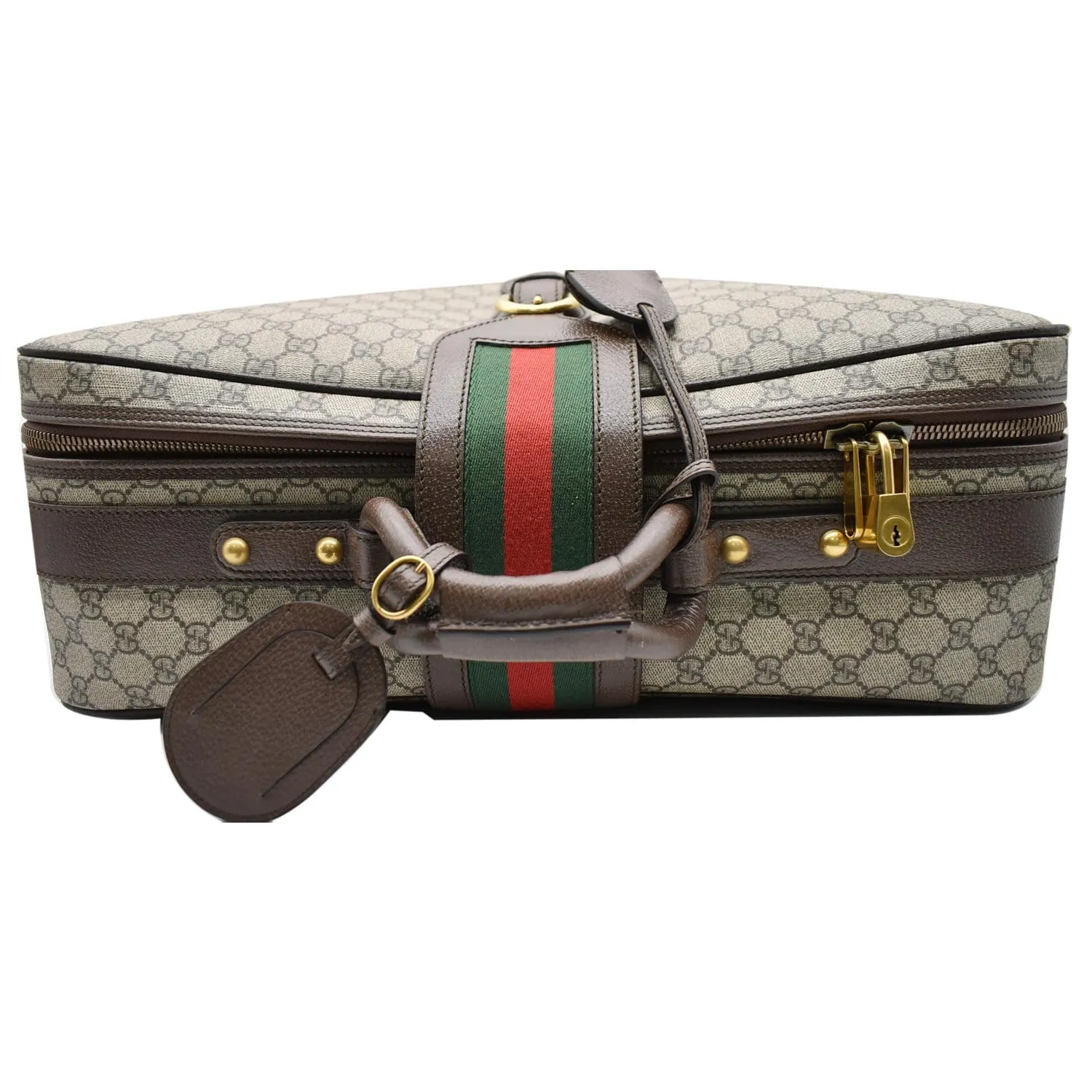 GUCCI Web GG Supreme Suitcase Travel Bag Beige 424501 - 25% OFF